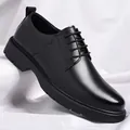 Zapatos clásicos de negocios para hombre en cuero negro con suela gruesa y cordones - 38 / Estilo Clásico de Todas las Estaciones / Negro