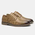 Scarpe derby casual da uomo in marrone vintage con elegante punta sfumata a mano - 7 / KD4193 (Marrone Chiaro Vintage)