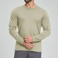 Men's long-sleeve athletic shirt in Lyocell merino wool blend, breathable olive green - S / Tops / Moss Green