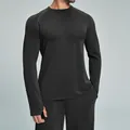 Maglia sportiva da uomo a maniche lunghe nera traspirante con fori per i pollici - Nero premium