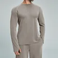 Maglia sportiva da uomo a maniche lunghe traspirante in color talpa per il tempo libero - Kaki
