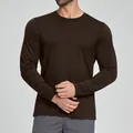 Men's dark brown long sleeve t-shirt made of breathable lyocell merino wool blend - S / Tops / Dark Coffee