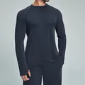 Maglia sportiva a maniche lunghe da uomo blu antracite con fori per i pollici - Blu navy