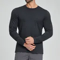 Men's athletic black long-sleeved t-shirt in breathable Lyocell Merino wool blend fabric - S / Tops / Dark Smoke Grey
