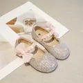 Elegante rosa glitzernde Prinzessinnen-Mary Janes für Mädchen mit Perlenriemen und weicher Sohle - Rosa