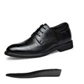 Chaussure habillée noire pour homme en cuir à motif crocodile avec talon de 6 cm - Augmentation de la Taille (11030)