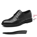 Chaussures de ville noires pour hommes, hauteur augmentée de 6 cm, semelle - Style Ajouré Grandissant (11031-1)