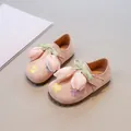 Pink girl's princess loafers with soft soles featuring decorative silk flowers and floral embroidery - 21 / Flower Princess Flats (HL-812) / Inner Length 13.9cm / Pink