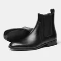 Vista professionale di stivali Chelsea neri da uomo completi di dettaglio della suola. - 40 / Stile Nero (KD431)