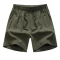 Men's dark green quick-dry sports shorts featuring elastic drawstring waist for summer - Army Green