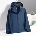 Men's summer ice silk sun protection breathable hooded jacket in dark blue finish - Denim Blue