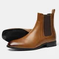 Stivaletti Chelsea classici in pelle marrone da uomo con pannelli laterali elastici - 40 / Stile Marrone (KD433)