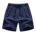 Men's navy blue quick-dry athletic shorts with drawstring and contrast stitching - Dark Blue