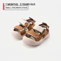 Brown and beige toddler sport sandals with adjustable straps and anti-slip rubber soles - Size 16 (Inner 12.5CM) / Camel