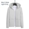 Chaqueta de protección solar de seda de hielo gris claro para hombre, con capucha UPF 50+ - L / Tops / Gris claro