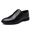 Klassische schwarze Leder-Business-Schuhe für Herren mit elegantem Schnürdesign für den Sommer - 37 / Ganzjahres-Stil / Schwarz