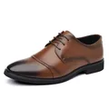 Herren Business-Lederschuhe in Braun mit polierter Farbverlauf-Spitze und Schnürung - 37 / Ganzjahres-Stil / Braun
