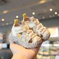 Breathable closed-toe children's beach sandals in beige with cute bear detail for kids. - Size 16 (Inner Length 12cm) / Khaki