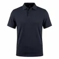 Detailed view of navy blue mens short sleeve knit polo shirt with jacquard texture - S / Navy Blue
