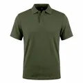 Vista detallada de un polo de punto jacquard verde para hombre con trenzado vertical - S / Verde Militar
