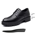 Zapatos de vestir perforados en piel negra para hombre con aumento de altura de 8 cm - 37 / Negro Calado Aumento 8CM