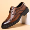 Chaussures richelieus homme en cuir marron avec perforations et semelle épaisse - 38 / Marron (Ajouré)