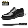 Chaussures de ville en cuir noir pour hommes avec semelle de 3cm et semelle intérieure - 37 / Style Plat Ajouré (6607-1) / Noir