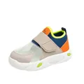 Ademende mesh sneakers voor jongens in oranje en blauw met een stevige klittenband - Donkerblauw