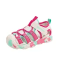 Pink and turquoise breathable kids' closed-toe water sandals with anti-slip rubber sole - Pink