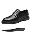 Men's black breathable business elevator shoes with a 6cm invisible height increase - 37 / Hollow Lace-up Business Leather Shoes (782-1) / 6cm Height Increasing / Black