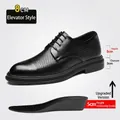 Black men's breathable leather elevator dress shoe with 8cm total height increase - 37 / Hollow Height Increasing Style (783-1) / 8cm Height Increasing / Black