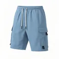 Short cargo décontracté pour hommes bleu clair avec cordon de serrage et poches multiples - Bleu clair