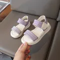 Purple sparkly open-toe sandals for girls with comfortable thick sole and adjustable straps. - 26 / Purple