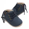 Close-up of navy blue soft-soled baby sneakers for pre-walking boys - Inner Length 11cm / Dark Blue