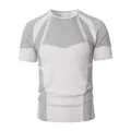 Men's white compression T-shirt with geometric pattern for fitness and jogging - S / Tops / Light Gray
