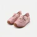 Pink floral sneakers for girls aged 2-6 with soft breathable mesh soles and cute bows. - Pink