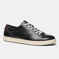 Seitenprofil klassischer schwarzer Herren-Freizeitschuhe aus Leder mit weißer Sohle - 40 / Schwarz (KD4251)