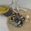 Baskets de randonnée élégantes pour garçons avec semelles épaisses souples kaki et gris - 26 / Noir