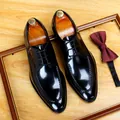 Classic black glossy patent leather men's formal business dress shoes for weddings - 37 / Black