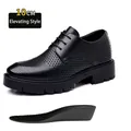 Chaussures en cuir noir respirant pour hommes avec semelle compensée de 10 cm - 37 / 10CM Augmentation Creux
