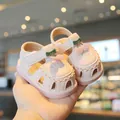 Pink baby girl squeaky sandals featuring cherry decor and soft soles for summer toddlers. - Size 16 (Inner Length 11.5cm) / Pink