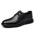 Classic black men's genuine leather business casual shoes with soft soles for daily office wear - 38 / Black