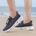 Men's grey breathable mesh outdoor shoes with a white hollowed thick sole for summer beach - 39 / Dark Gray