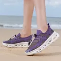Purple breathable mesh outdoor sneakers with thick hollow white soles for summer beach wear. - 36 / Purple