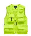 Breathable lightweight neon green multi-pocket outdoor work vest for men's fashion wear - Fluorescent Green