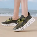 Summer breathable mesh outdoor shoes featuring thick white hollow sole in olive green - Apple Green