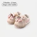 Toddler girls' breathable mesh sneakers featuring cute bow details in pink and cream - Size 16 / Inner 12.5cm / Pink