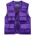 Professional purple multi-pocket utility vest for outdoor activities, fishing and workwear - Deep purple