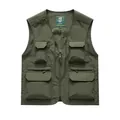 Men's dark green multi-pocket utility cargo vest perfect for fishing and outdoor activities - Army Green