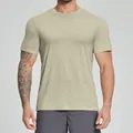 T-shirt sportiva da uomo a maniche corte in misto Lyocell e lana merino verde oliva. - Taglia S / Top / Verde muschio